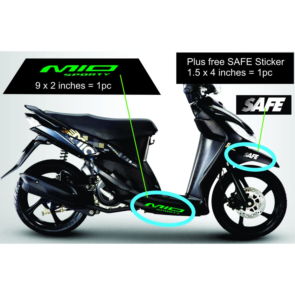 MIO Sporty 9x2" Sticker/Decal Vinyl, plus free (White) SAFE 1.5x4