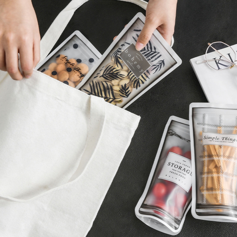 4pcs Transparent Food Preservative Zipper Bag / Water Cup Zip lock Bag Food Seal Fresh Bag / Reusable Plastic Vacuum Food Fresh Bags / Travel Portable Binding Bag Kitchen Tool