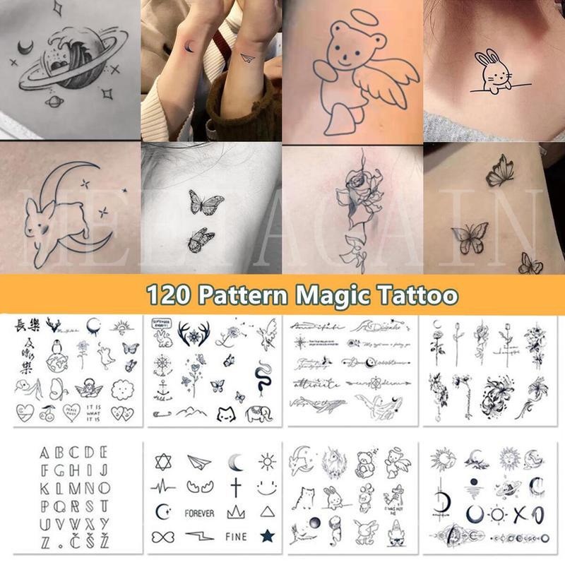 【MEET Magic Tattoo】8 Sheets 120 Patterns Magic Tattoo Waterproof