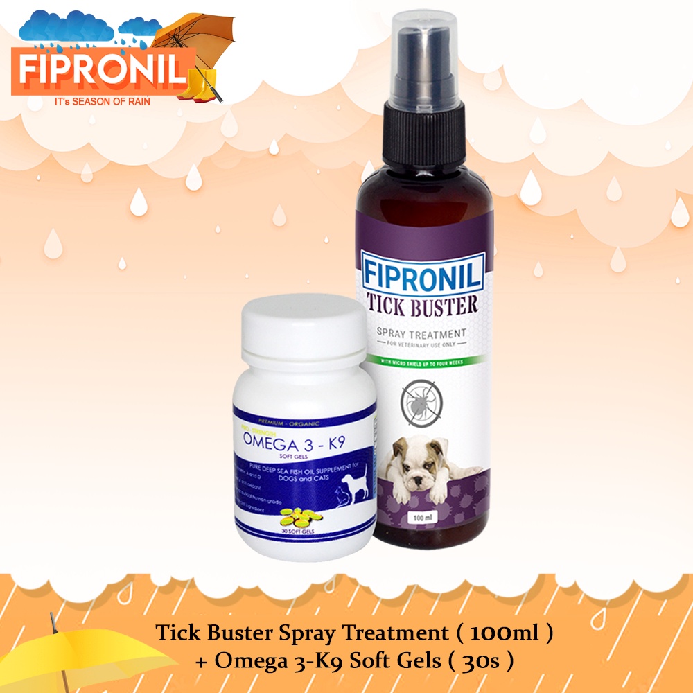 FIPROTick Buster Fipronil Spray Treatment 100mL with Fish Oil 30 Soft