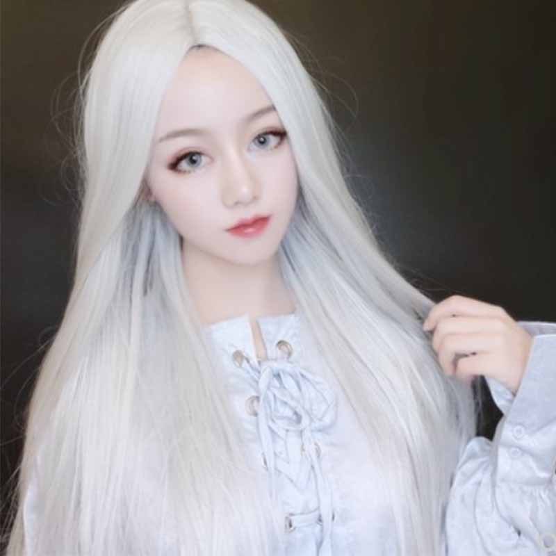 white anime wig
