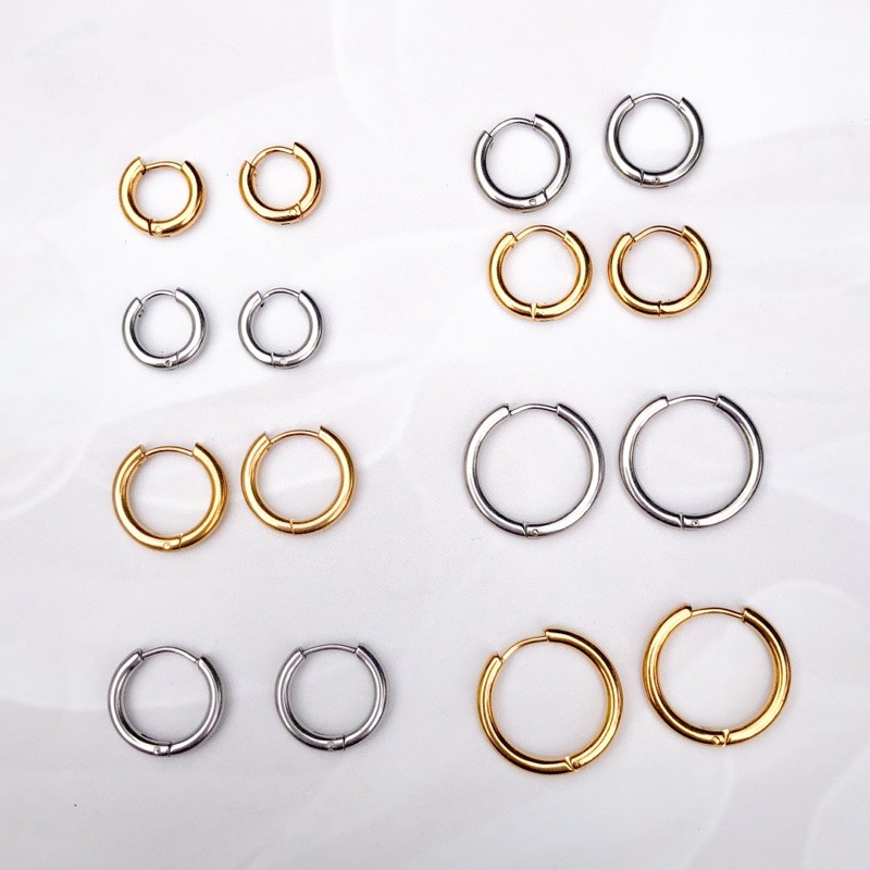 Thick Gauge 1 3cm 1 5cm 1 7cm 1 9cm 2 1cm Stainless Steel Thick Hinge Hoop Earrings Shopee Philippines