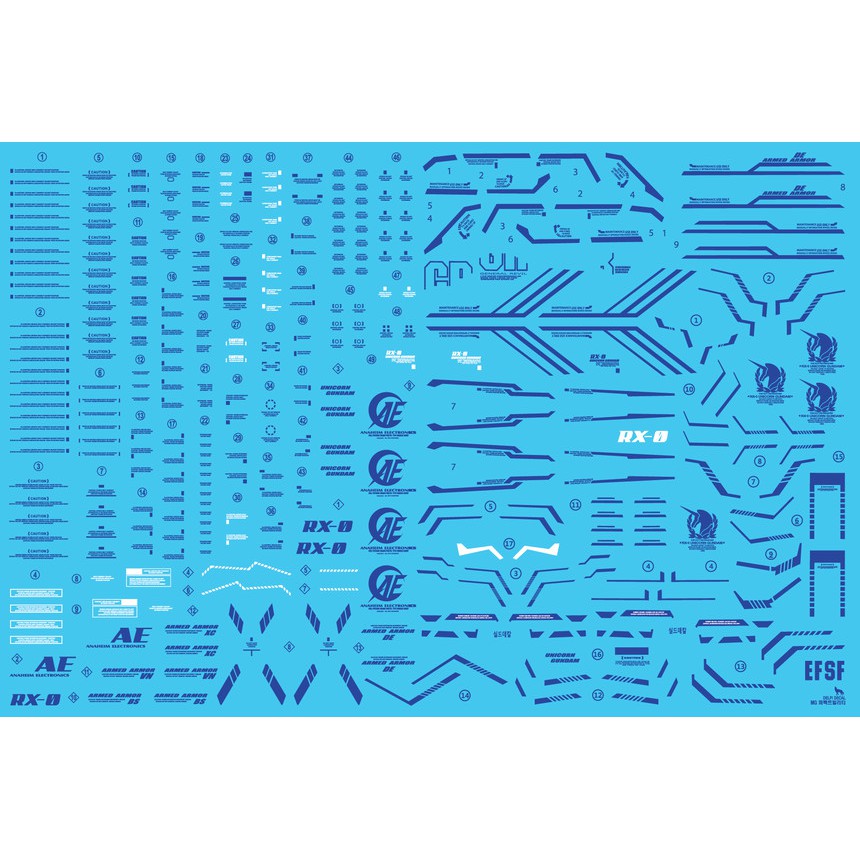 Delphi Decals Waterslide MG 1/100 Unicorn Perfectibility Blue Hologram ...