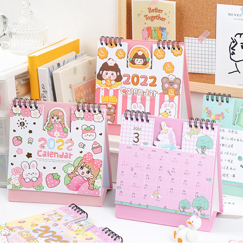 2021-2022 Calendar Cute Hand Account Memo Desk Calendar Cartoon Unicorn Rabbit Desktop Calendar Memo Coil Calendar | Shopee Philippines