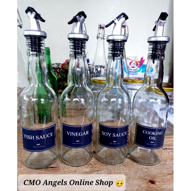 4pcs/ set Condiments Bottle with leakproof nozzle 375ml (with B&W