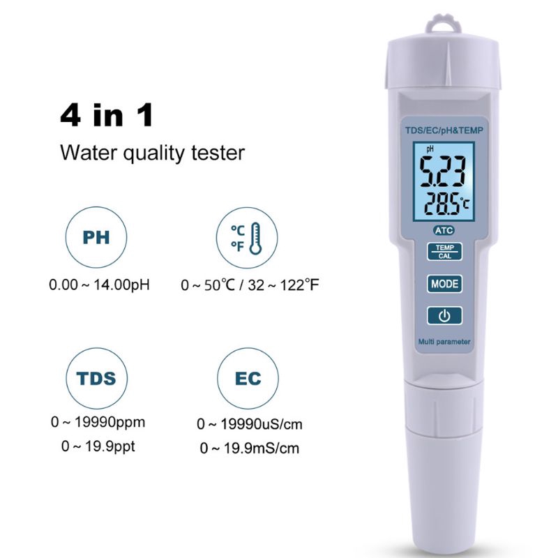 4 in 1 PH/TDS/EC/Temperature Meter PH Meter Digital Water Quality ...