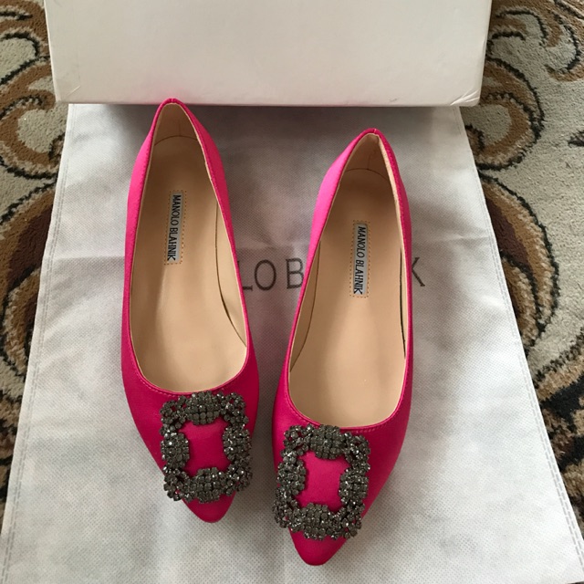 manolo blahnik hangisi flats pink