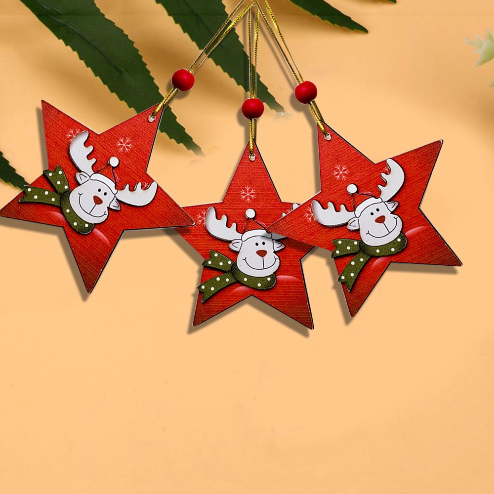 3pcs Christmas Decor Wood Closet Door Diy Hanging Pendant Shopee
