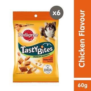 PEDIGREE Tasty Bites Crunchy Pockets Treats for Dogs – Dog Treats in Chicken Flavor (6-Pack), 60g.