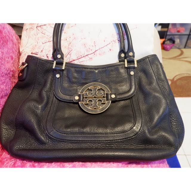 Authentic Tory Burch Black Leather 2-way Bag | Shopee Philippines