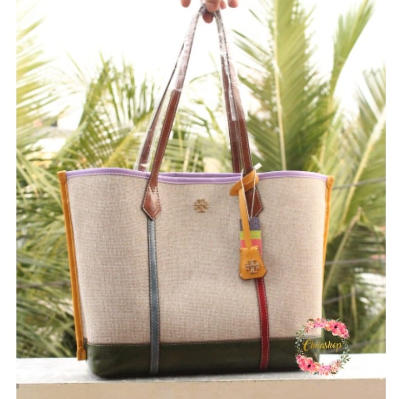 Tote Bag Tory Burch Perry Canvas | Shopee Philippines