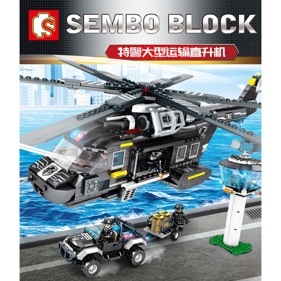 Lego Compatible Police Series Black Hawk-SWAT Large Transport
