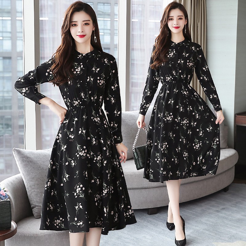 floral print long sleeve dress