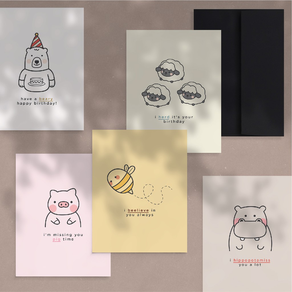 Animal Pun Greeting Card Bundle | Shopee Philippines