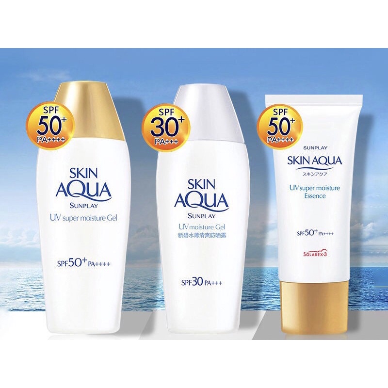 SKIN AQUA UV Super Moisture Gel 110g and Essence 80g SPF 50 made in
