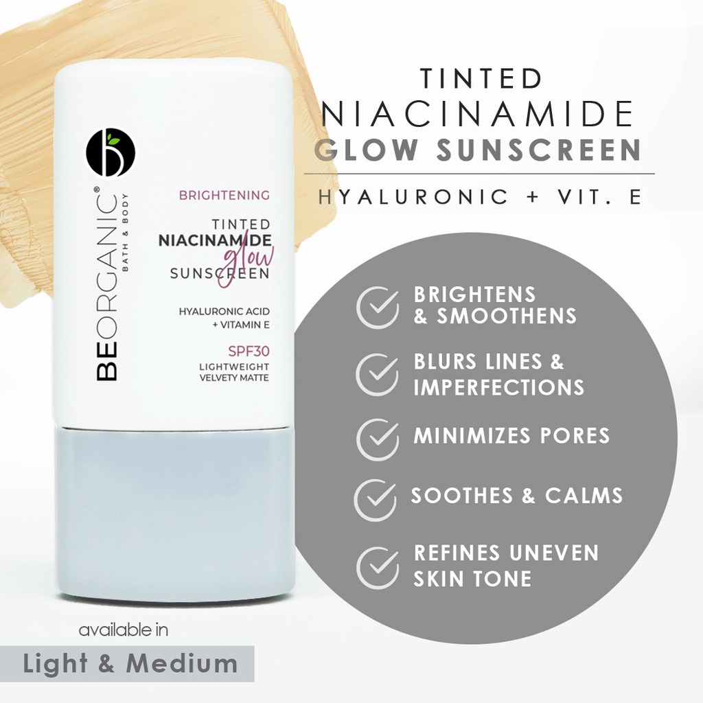Be Organic Niacinamide Glow Tinted Sunscreen SPF 30 with Hyaluronic