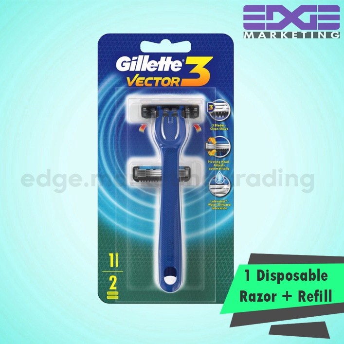 Gillette Vector 3 Disposable Razor Shave With Extra Shaving Head Refill