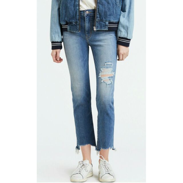 levi's high rise straight crop