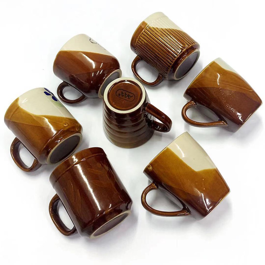 Brown Coffee Mug Assorted Design Round Coffee Mug Sold Per Piece