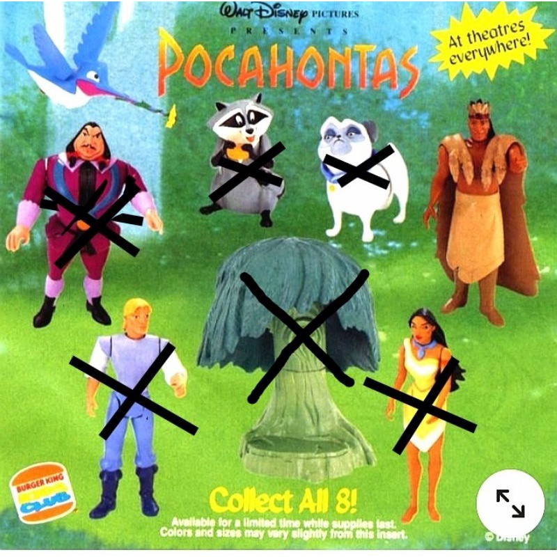 pocahontas happy meal toys