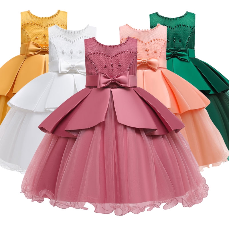 2020 Girls Dress Beading Lace Princess Dress Kids Dresses For