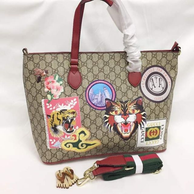 gucci tote with patches
