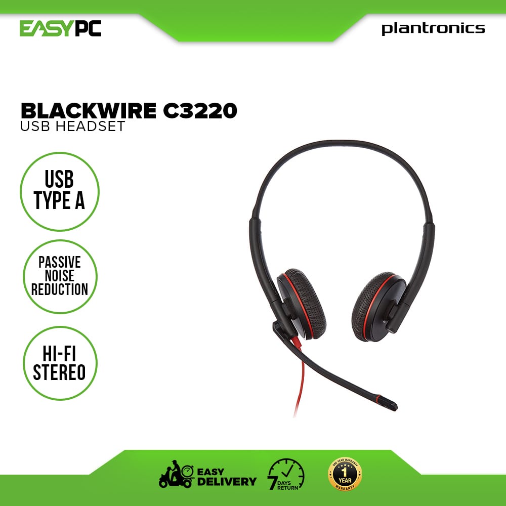 Plantronics Blackwire C3220 USB Headset,Noisecanceling microphone with