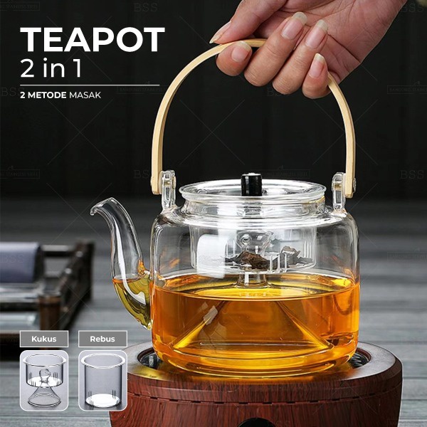 Steamed Teapot 2 Models Of Filter 1100ml Steamed Steamer Borosilicate