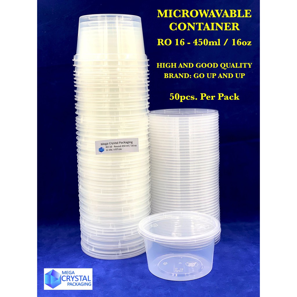 Microwavable Plastic Container RO 16 Round 450 ml / 16 oz ( 50 pcs