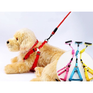 【Ready Stock】❁✜PET & HOME  pet /dog round harness leash Color polyester back and chest traction rope