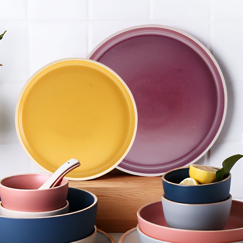 Ceramic Bowl And Plate Kitchen Tableware Light Luxury Solid Color