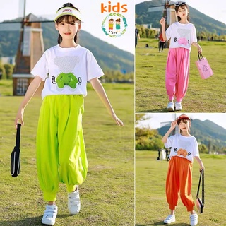 2022 New Style Girls Summer Suit Short-Sleeved Two-Piece T-Shirt+Pants Suitable For 3-5-8-10-12-13 Years Old Clothes #1