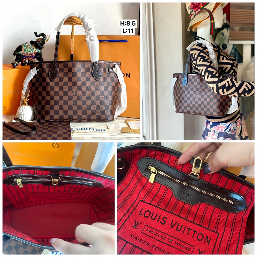 LOUIS VUITTON BAG LV BAG LV TOTE BAG LV NEVERFULL DAMIER EBENE