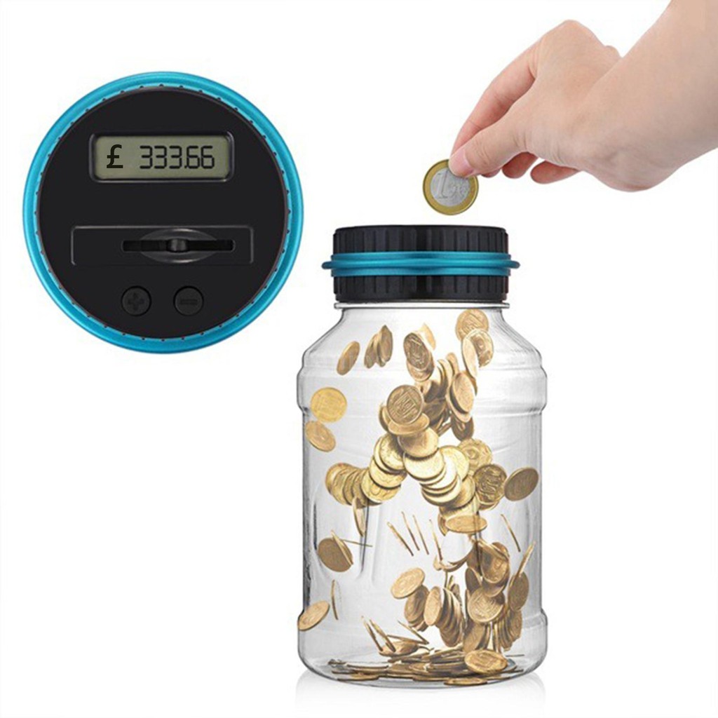 home Digital Counting Money Jar for Kids 1.5L LCD Display Coins Counting Piggy Bank Saving Pot ...
