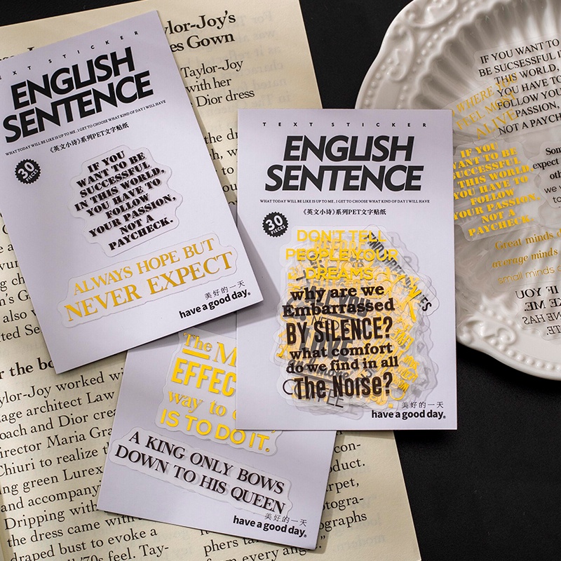 Midoo 30pcs/pack Life Quotes English Sentence Stickers Aesthetic Adhesive Label Stationery for