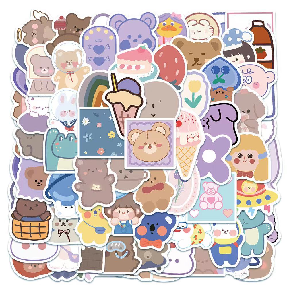 xs451-90 pcs hand account sticker small fresh cartoon cute girl heart ...