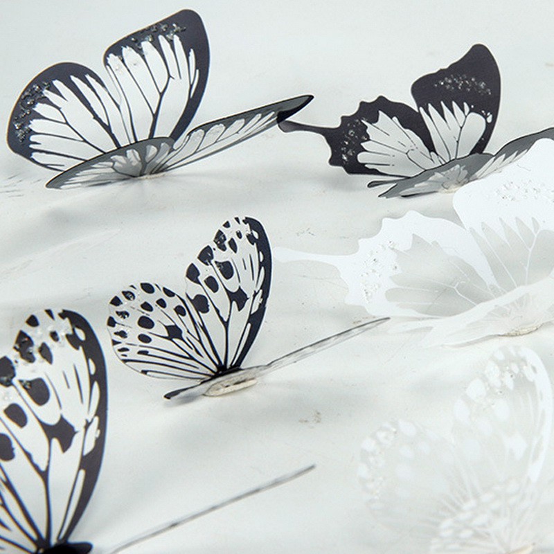 Download 18pcs Set Butterfly Wall Stickers 3d Black White Butterfly Stickers Wall Home Decor Party Decors Shopee Philippines