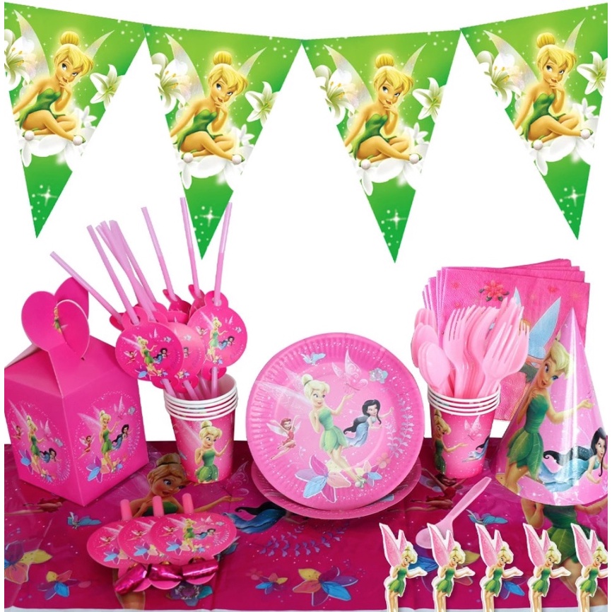 Tinkerbell Theme Disposable Tableware (Plates, Cups, Topper, Table ...