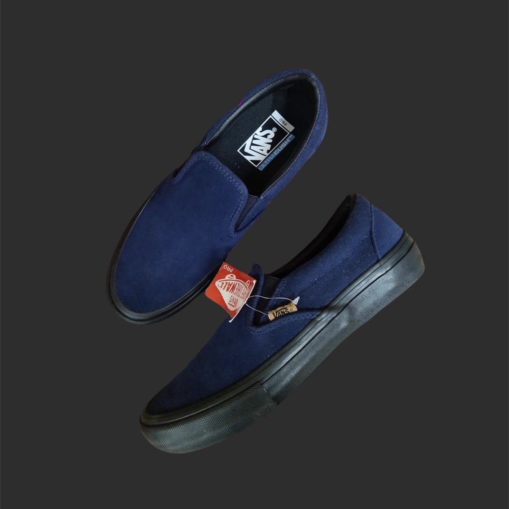 vans slip on pro dress blue