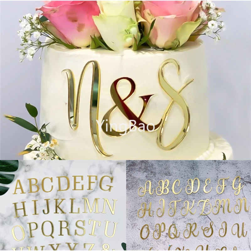40-Piece Gold Acrylic Cake Topper Letters & Numbers - Alphabet Set For Personalized Birthday Cake Decorating - View #7
