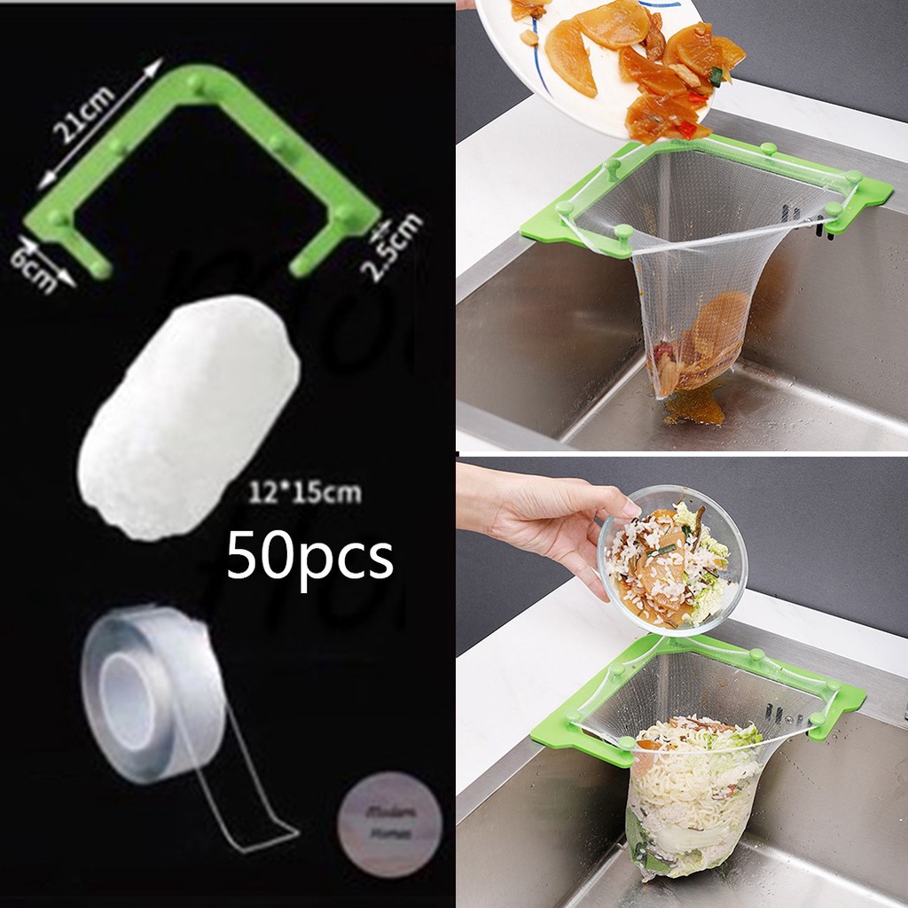 50pcs Filter Bag Sink Strainer Garbage Pouch Net Mesh Kitchen Anti
