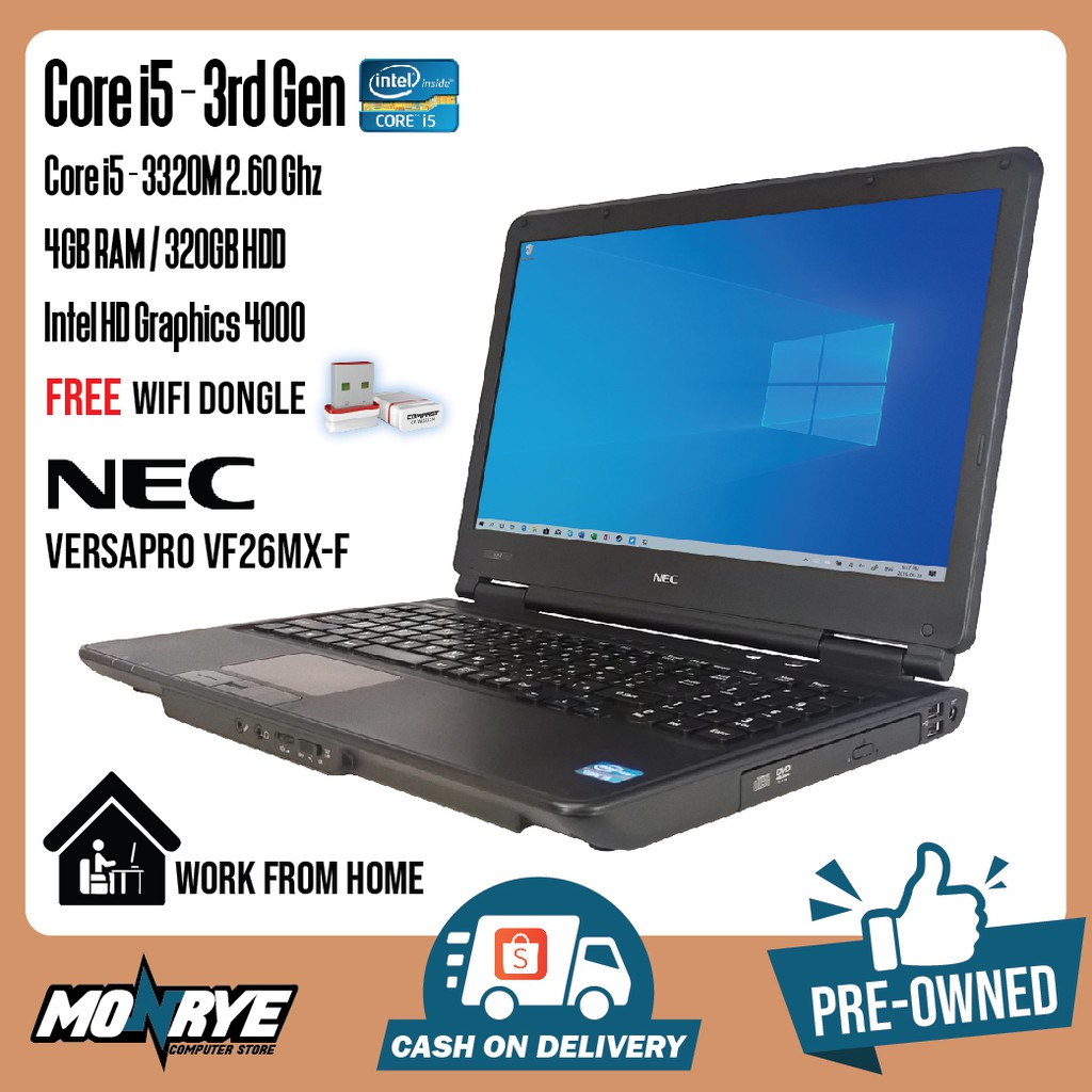 Laptop Core I5 3rd Gen 4gb Ram 250 Gb Hdd Intel Hd Graphics Nec Shopee Philippines