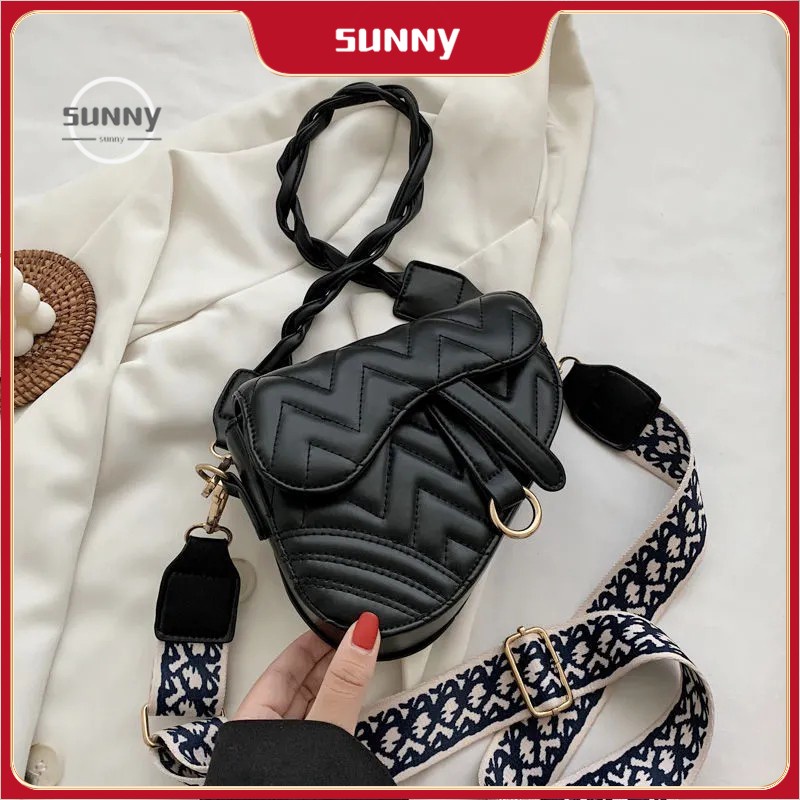 Korean leather saddle bag female women's Single Shoulder messenger bag