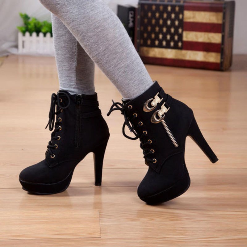 platform heeled ankle boots