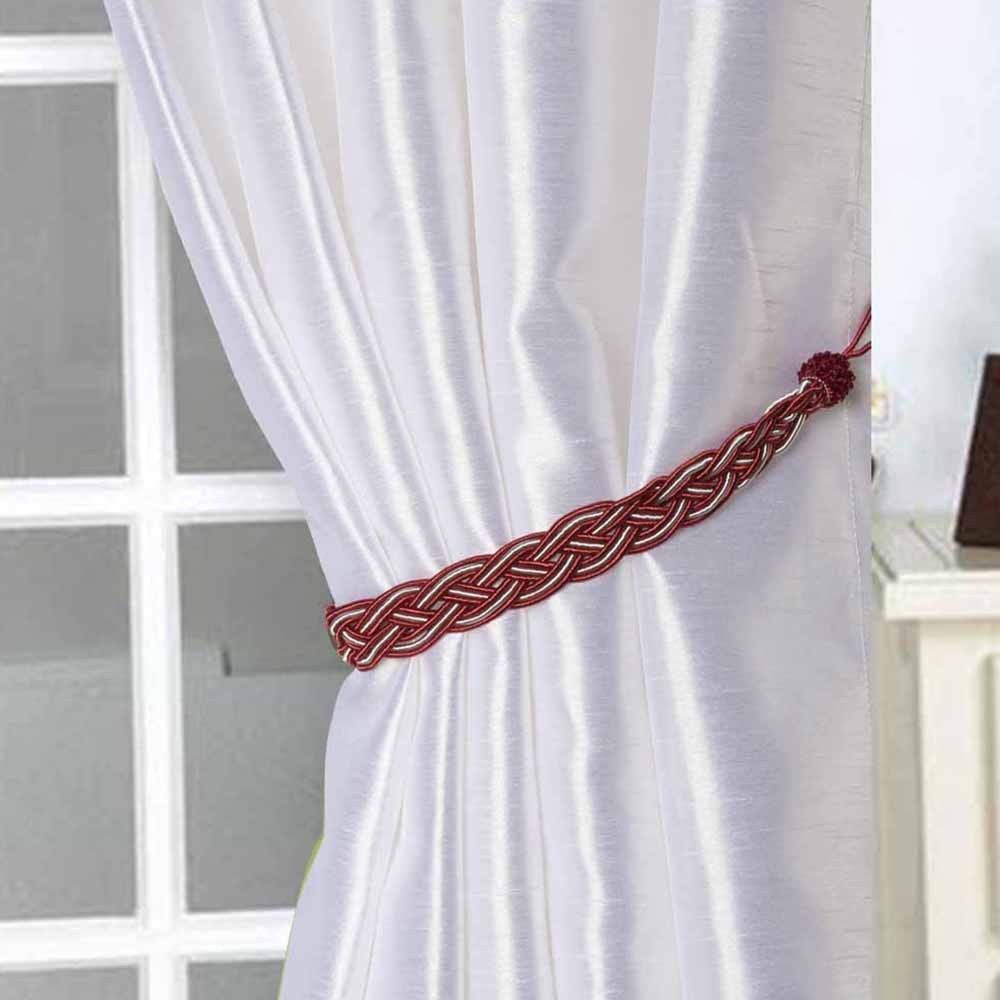 Pair Braided Satin Rope Curtain Tie Backs Holdbacks Holder Curtain Voile Cream