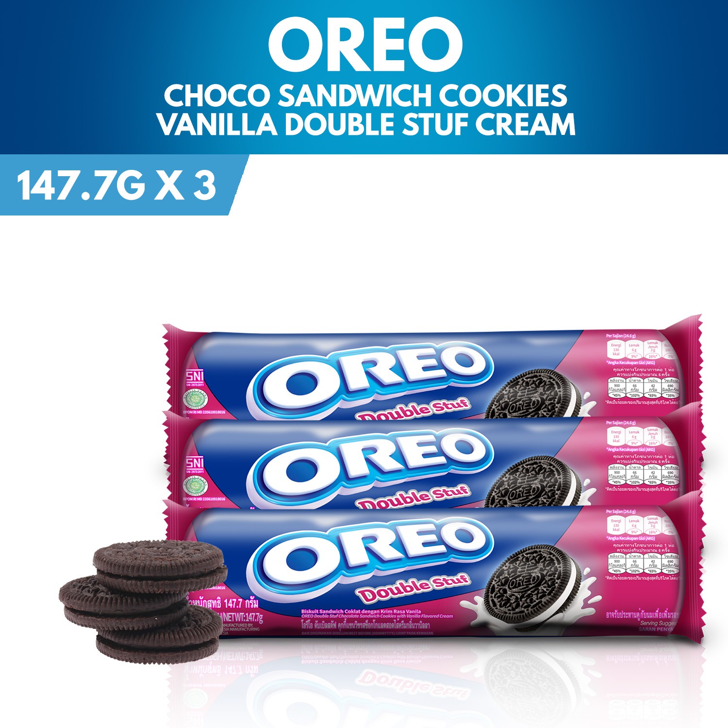 Oreo Double Stuf Cream Sandwich Cookies 147 7g Set Of 3 Shopee Philippines