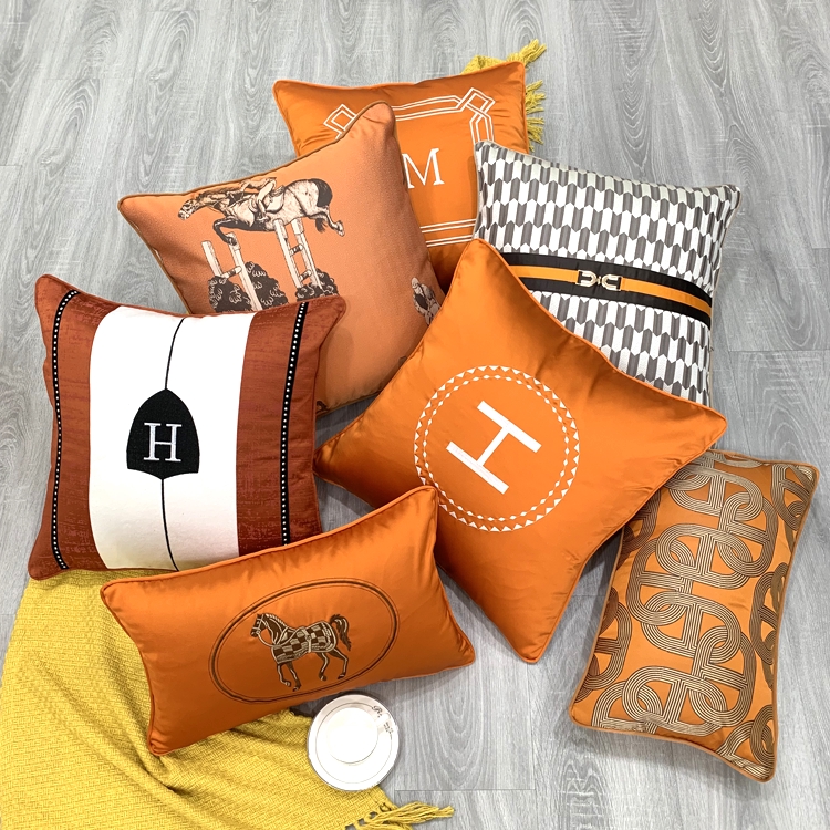 hermes orange pillow