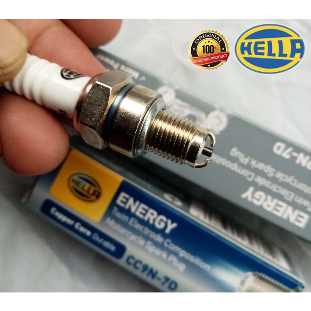 HELLA Spark Plug ( DOUBLE ) ELECTRODE Motorcycle WAVE, XRM, mio, SMASH, SHOGUN, BONUS X, C70