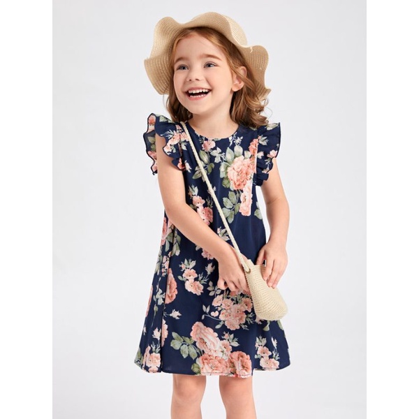 TRENDY TODDLER GIRLS FLORAL PRINT BUTTERFLY SLEEVE DRESS (100%ORIGINAL ...