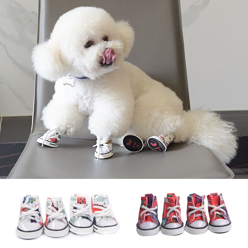 4 Pcs Breathable Pet Shoes Cute Waterproof Dog Shoes Non-slip Outdoor Anti Dirty Shoes Set #2